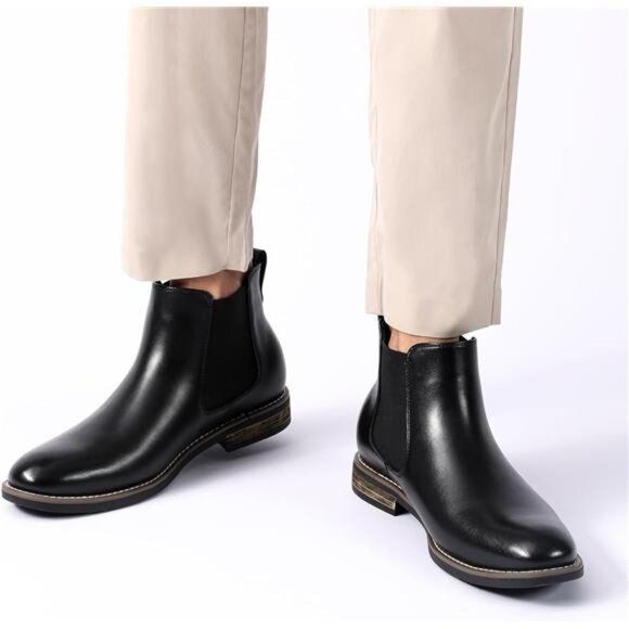 Men's Chelsea Boots Zip Ankle Dress Boot Black - Picture 6 of 6